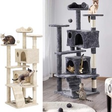 Cat Tree 135cm Cat Tower Scratching Post Climbing Tower for Indoor Cats House UK