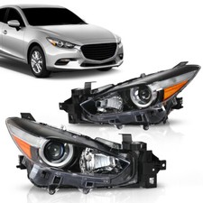 Fit For Mazda 3 2017-2018 Clear Headlights Headlamps Black Halogen Left Right