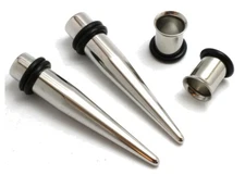 9mm Pair Stainless Steel Tapers and Tunnels Ear Stretching Kit Plugs