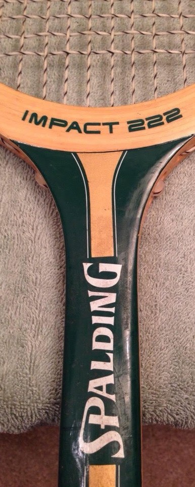 Vintage Spalding Impact 222 Tennis Racket Black Brown Sports Ball Net ...
