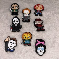 8 Horror Shoe Charms Scary Movie Accessories Fits Crocs Wristband Accessories