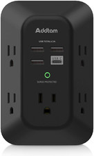 USB Wall Charger Surge Protector - 5 Outlet Extender with 4 USB Charging Ports