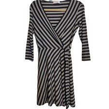 Bailey 44 Womens Dress Black Gray S Rayon Spandex Slimming Comfort Striped 