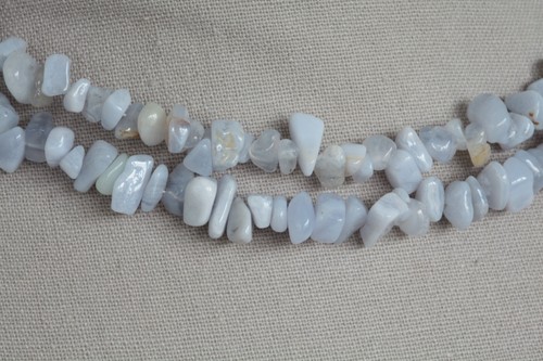 BLUE CHALCEDONY LONG LINE NECKLACE 33" LENGTH ~ 925 STERLING SILVER - Picture 3 of 3