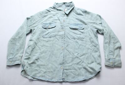 Thread & Supply Women's Collie Button Front Shirt CA4 Light Denim Wash Size XL