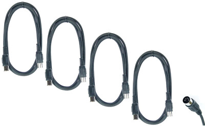4 x 2 m Audiokabel MIDI DIN Kabel 5-polig 5-Pin Synthesizer Keyboard Midikabel