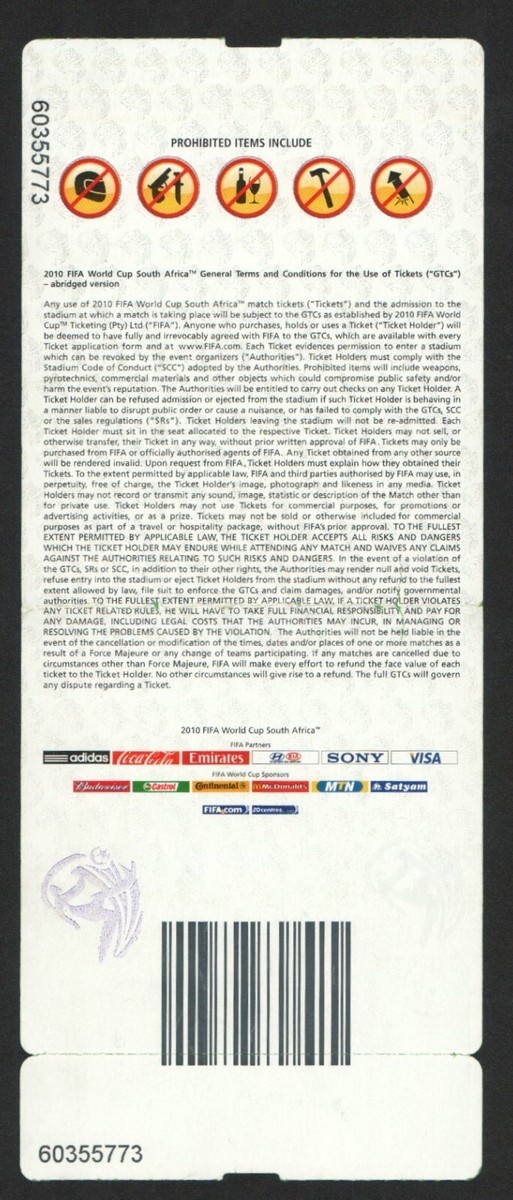 2010 WORLD CUP first game + ceremony TICKET MEXICO vs SOUTH AFRICA