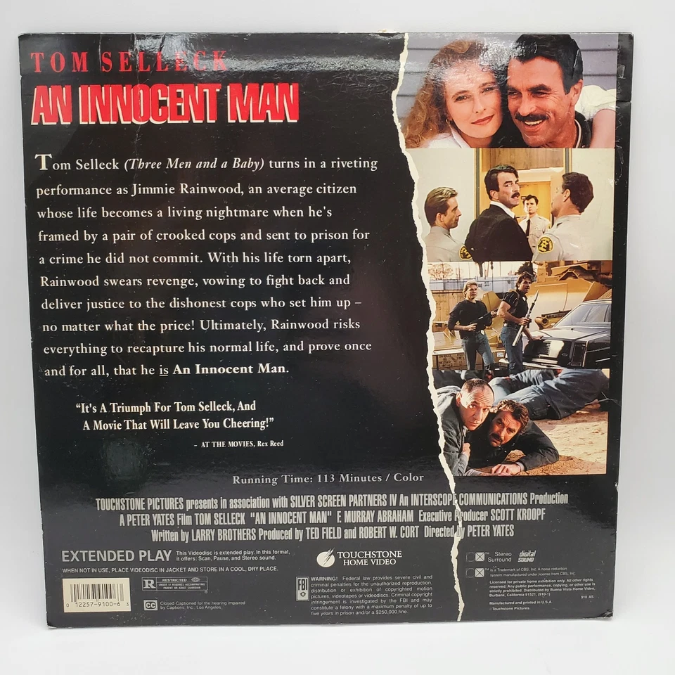 An Innocent Man Laserdisc Police Movie Tom Selleck Bad Cops 113 Minutes Rated R - Imagem 3 de 4