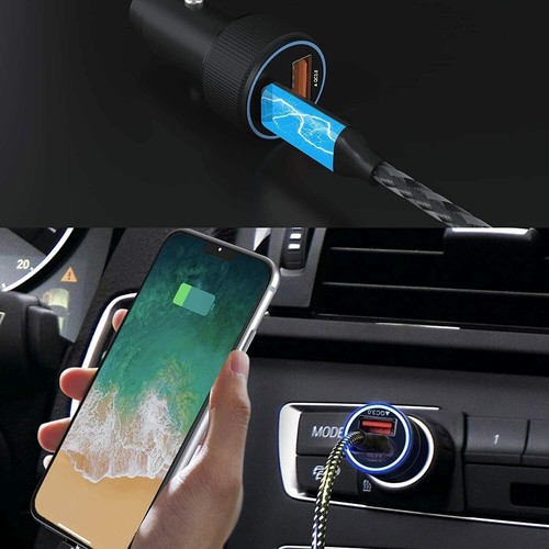FAST Car Charger For iPhone Samsung 2 Ports USB + USB-C Universal Socket Adapter - Picture 9 of 11