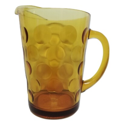 Vintage Mid Century Modern Optic Dot Hazel-Atlas Eldorado Gold Pitcher Circles