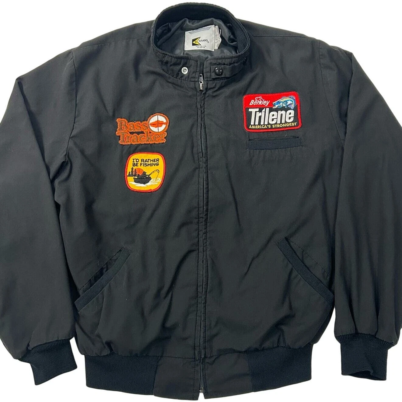 Vintage 80s 90s Fisherman's Patch Varsity bomber jacket Fish black men's