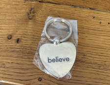 BELIEVE - HEART KEYRING SILVER TONE NIP