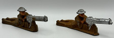 2 VERSIONS BARCLAY VINTAGE SOLDIER LYING FLAT WITH HEAVY MACHINE GUN B62 AND B63