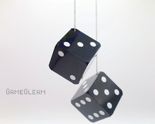 Car Dice Charms 2 Black White - Classic Holographic Hanging Mirror Danglers