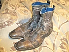 Mark Nason Dragon Stitch Ankle Zip Boots Brown Leather Men's Size 9 Italy