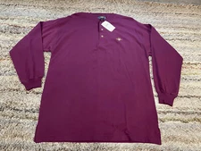 Gant Pullover Sweatshirt Maroon Henley Ribbed Cuffs Mens Medium Long Sleeve
