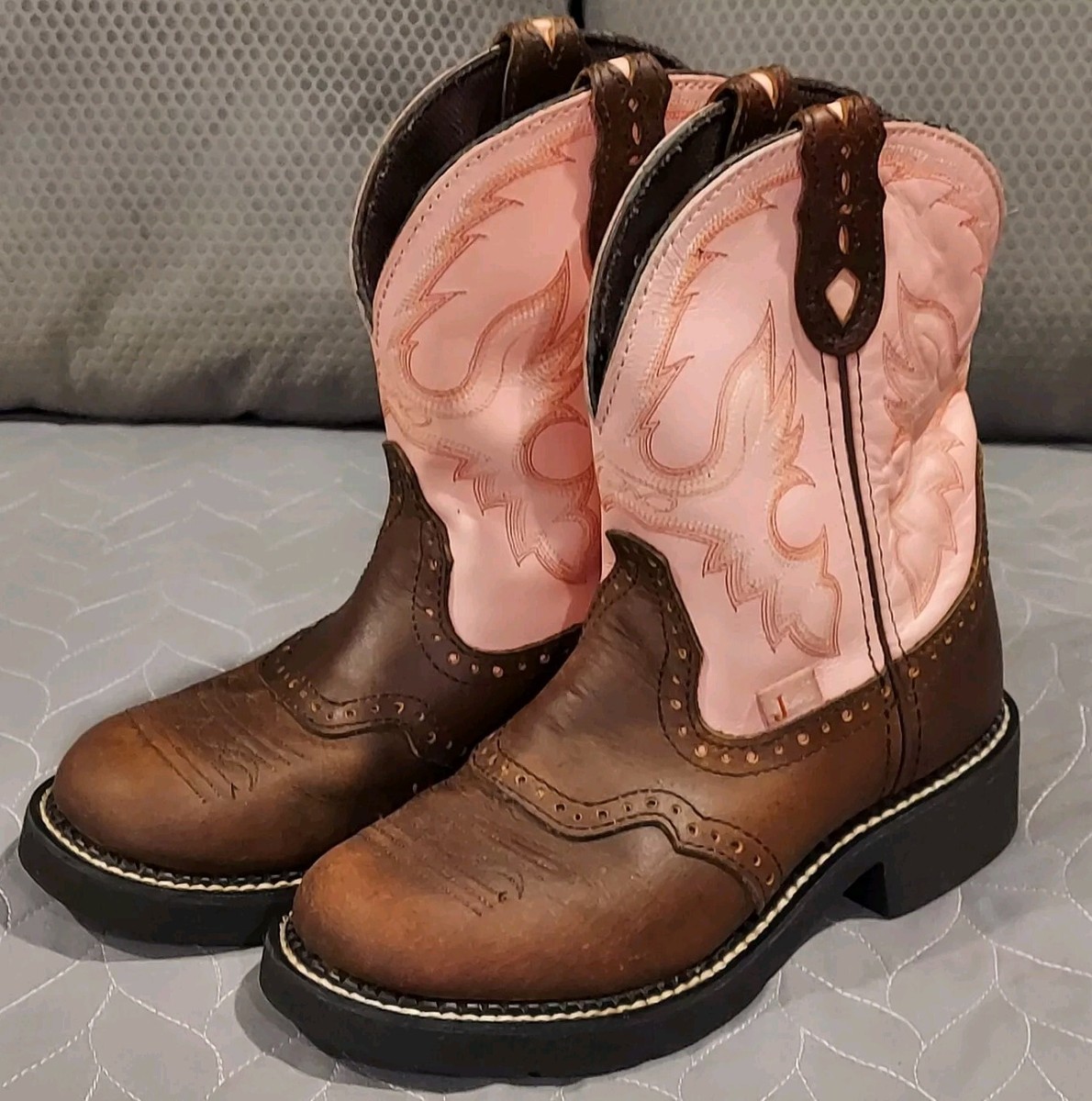 Justin Gypsy Boots Womens B Pink Brown Leather Cowgirl Western Rodeo