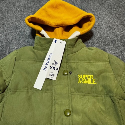 NEW UNF Jacket Youth Kids 120 Green Puffer Full Zip Hooded Pocket Super A Smile - Picture 6 of 12