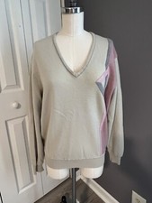 St. Croix Knits Sweater Women s L Vintage 100 Zephyr Wool Beige/Gray/Mauve