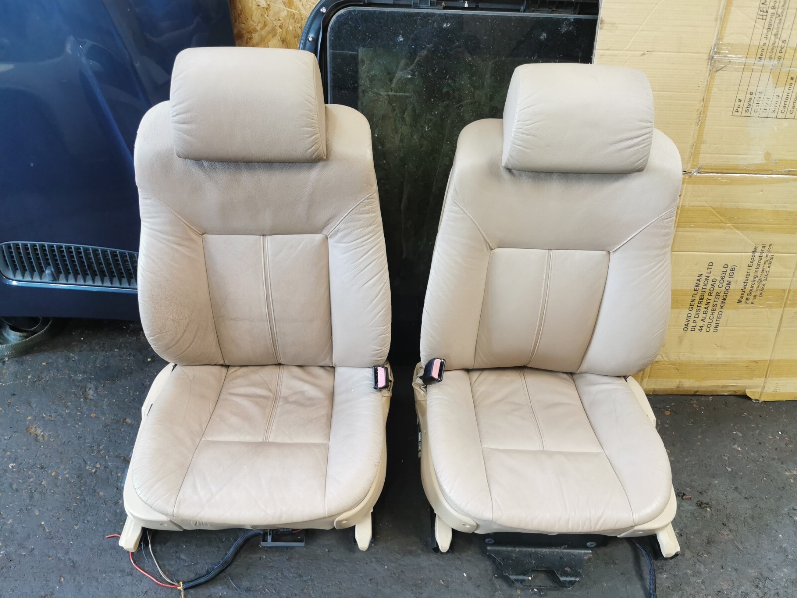 BMW E39 Front Comfort Heated Electric Memory Seats Lumbar Support Cream