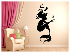 Mermaid Silhouette Vinyl Wall Decal Sticker 22"x48" Choice of Color
