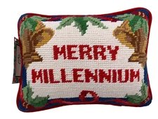 NWT Vtg Merry Millennium Handmade Christmas Needlepoint Pillow C & F Enterprises