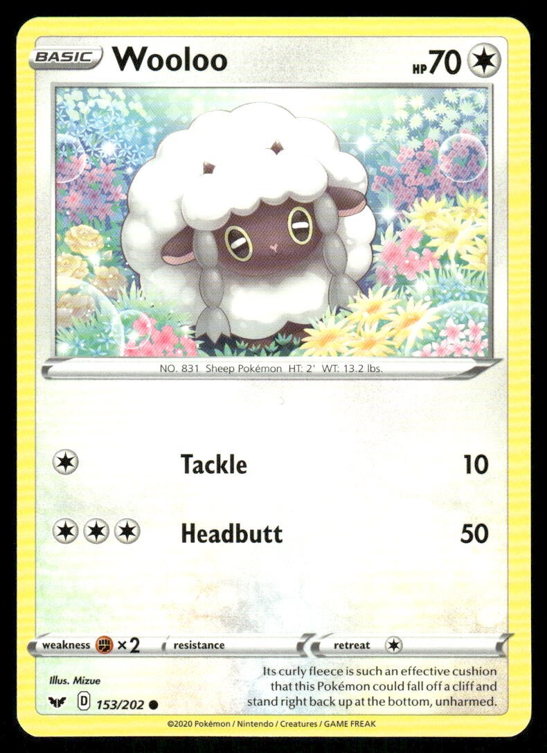 Wooloo 153/202 Sword & Shield Pokemon TCG trading card