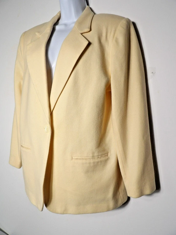 Blazer Sag Harbor Talla 14 100% Lana Off White Marfil Crema Carrera De Colección Años 90 LEER Foto 3 de 4
