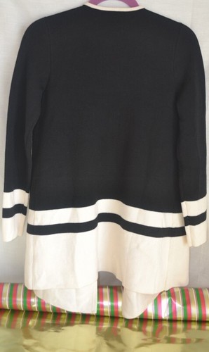 New!Talbots Comfy Cardigan merino wool sweater Blk & wht with tags- roomy sz ps - Picture 3 of 22