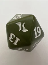 Magic The Gathering D20 Oversized Die Spin Down Military Green & White