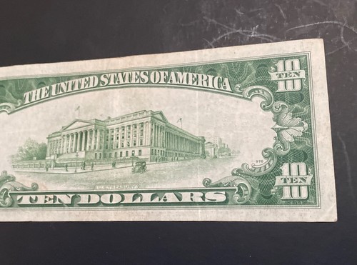 1934 A -ERROR- 'Gas Pump' Note- $10 Bill- AU Excellent Condition-90yearsOld - Picture 10 of 14