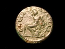 GORDIAN III. Macedon. PELLA. AE 24. Pan seated left on rock.  Scarce.  +