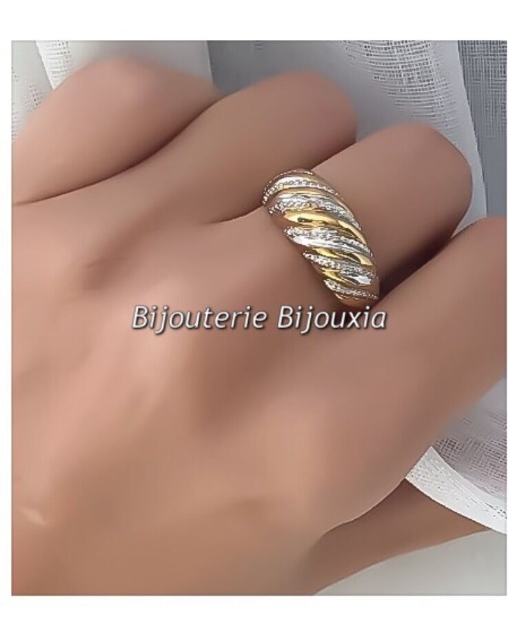 Bague Vintage Plaquée Argent Avec Brillants - Taille 47 (environ) - Belle Qualité - Occasion à Porter