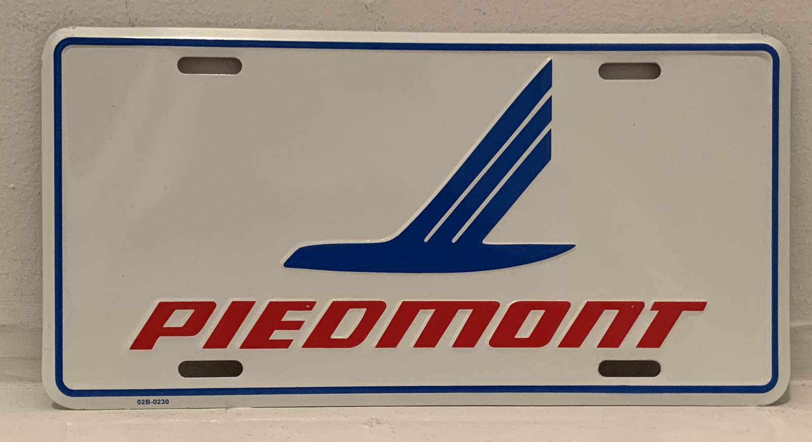 Piedmont Airlines License Plate Embossed Metal Features Blue Speedbird