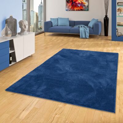 Luxus Super Soft Hochflor Langflor Teppich Silky Dunkelblau