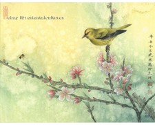 Chinese 100 real natural silk thread,su hand embroidery kits:bird flower 10"