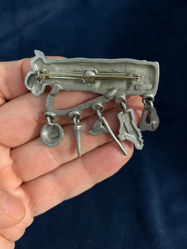 Vintage JJ Jonette GOLF Thema Zinn Brosche/Pin Hänger Charms Golftasche Ball - Bild 7 von 9