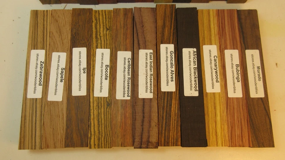 22 Different Exotic Wood Pen Blanks ¾”x5” Cocobolo, Zebrawood, Bocote M-22 - Image 3 of 4