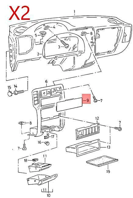 TRIM ORIGINAL VW SEAT Caddy Caravelle Eurovan Clásico Jetta X2 1H0857231A01C Foto 2 de 2