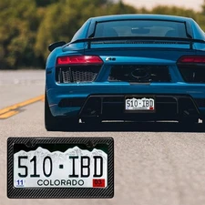 Real 100% Carbon Fiber License Plate Frame Tag Cover With Free Caps US Stock