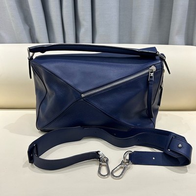 LOEWE Puzzle Large Midnight Blue Smooth Cowhide Top Handle Crossbody Bag Duty Pa