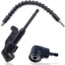 2Pcs Black 105 Degree Right Angle Drill Adapter & 1/4 Inch Hex Shank Screwdriver