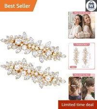 Elegant 2-Pc Hair Clip Set with Pearl and Rhinestone - Perfect for Weddings