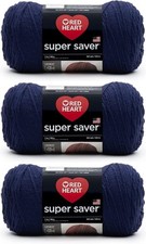Red Heart Super Saver Soft Navy 3 Ct of 7 oz of acrylic Yarn - Knitting/Crochet
