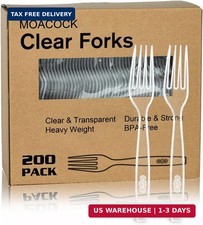 200 Count Clear Disposable Plastic Forks,Heavy Weight Disposable Forks Plastic