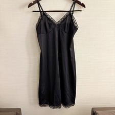 VTG Vanity Fair Womens Size 34 Lace Trim Satin Slip Dress Black Lingerie Nightie