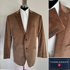 Saddlebred Mens Two-Button Corduroy Blazer Cotton Sport Coat Jacket Size 50R