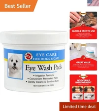 90 Count Pet Eye Wash Pads for Dogs & Cats - Gentle, Sterile Eye Wipes
