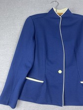 Vintage 60s-70s Women  s Navy Blazer No Tag Jackie Kennedy Style Checked