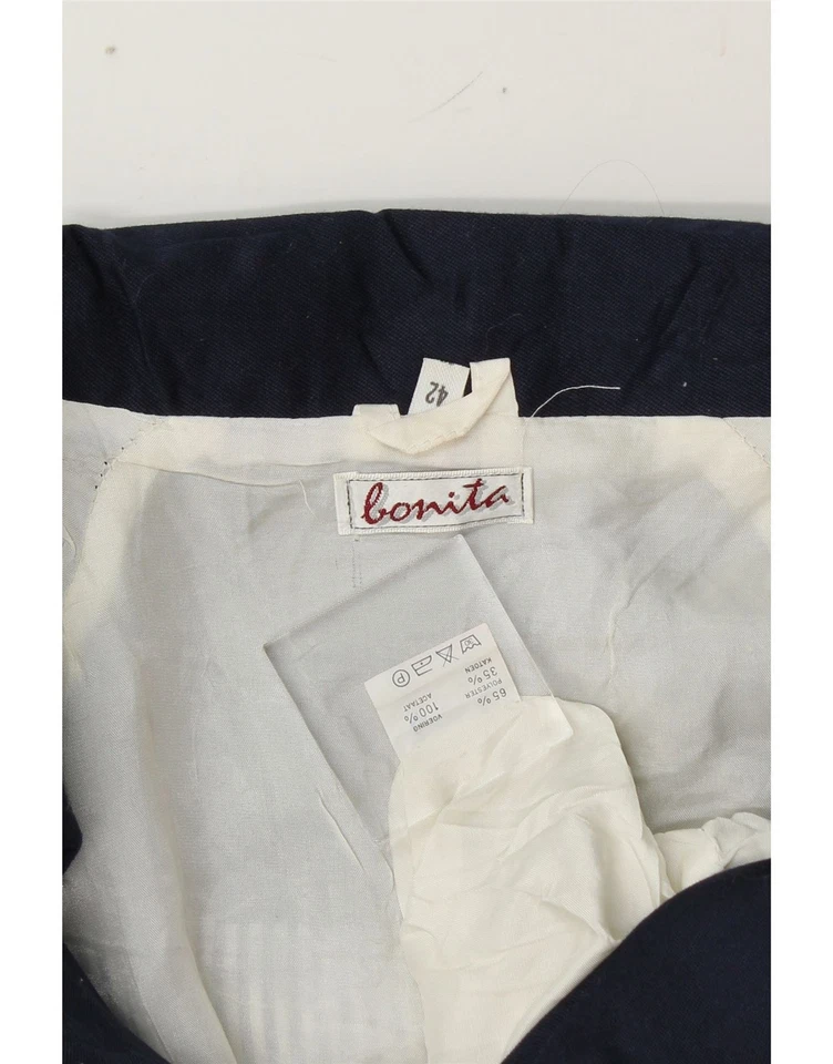 BONITA Womens Windbreaker Jacket EU 42 Large Navy Blue Striped Polyester BC05 - Image 4 of 4